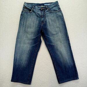 Azzure Jeans Mens 36x28* (Hemmed) Blue Denim Cotton The Perfect Fit Straight Leg